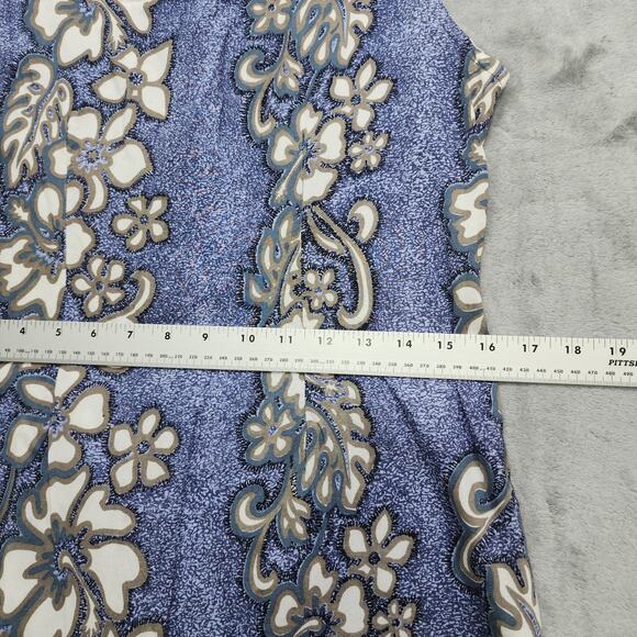 Vintage 90s Honolua Surf Co Dress Womens L Blue Floral Sleeveless A-Line Tank - Picture 7 of 9